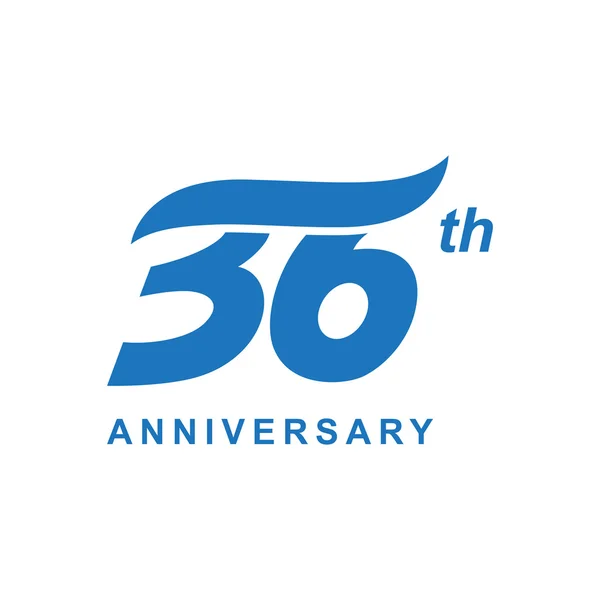 36 aniversario ola logo azul — Vector de stock