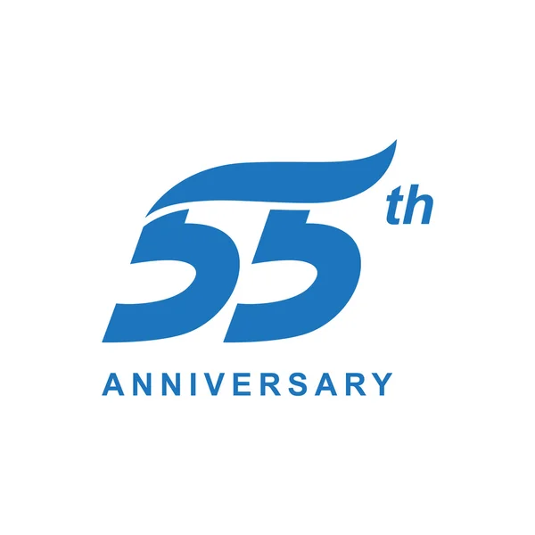 55th anniversary wave logo blue — Stock Vector