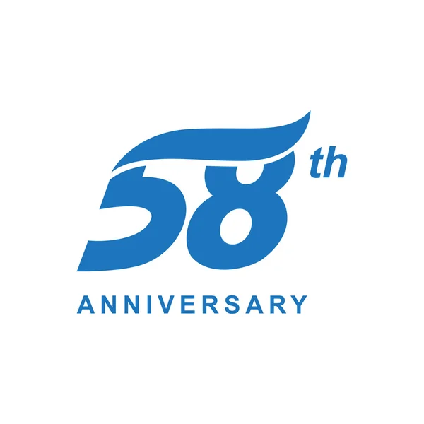 58e anniversaire vague logo bleu — Image vectorielle