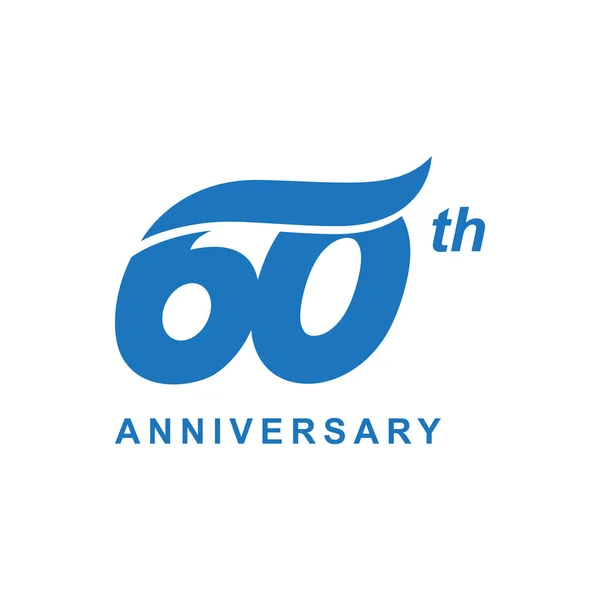 60-jähriges Jubiläum wave logo blau — Stockvektor