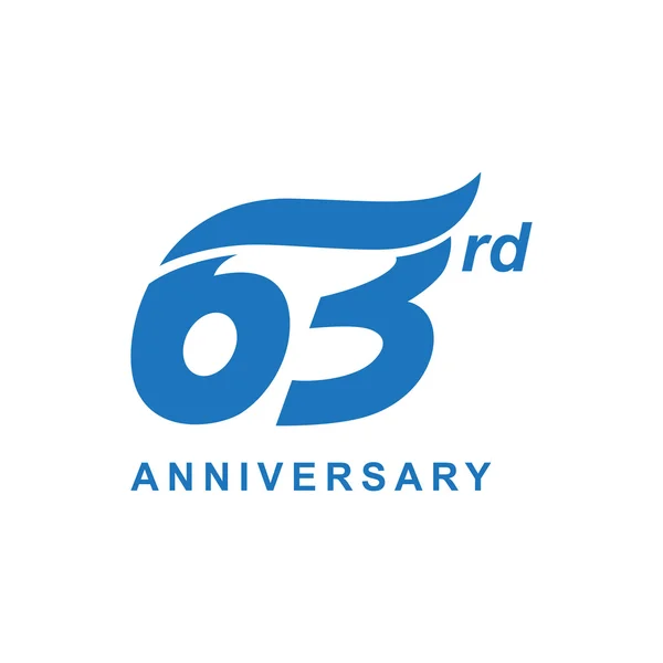 63e anniversaire vague logo bleu — Image vectorielle