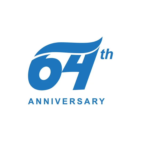 Logo vague 64e anniversaire bleu — Image vectorielle