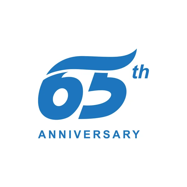 Logo vague 65e anniversaire bleu — Image vectorielle