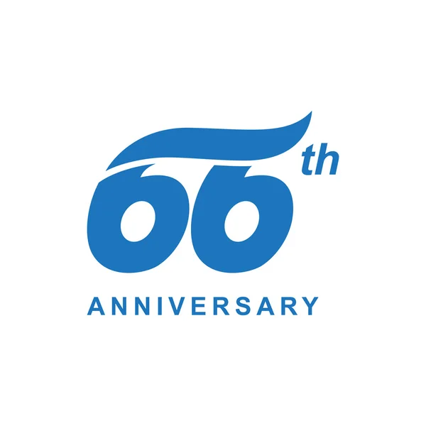 66º aniversario ola logo azul — Vector de stock