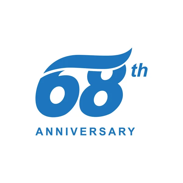 68th anniversary wave logo blue — Stock Vector