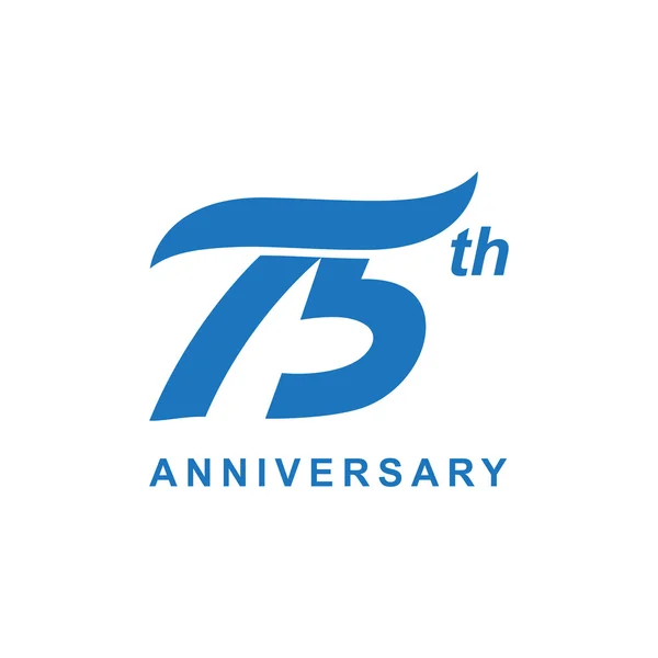 Logo vague 75e anniversaire bleu — Image vectorielle