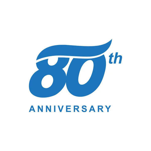 80e anniversaire vague logo bleu — Image vectorielle