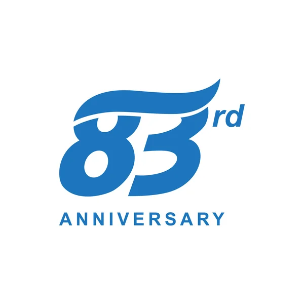 83e anniversaire vague logo bleu — Image vectorielle