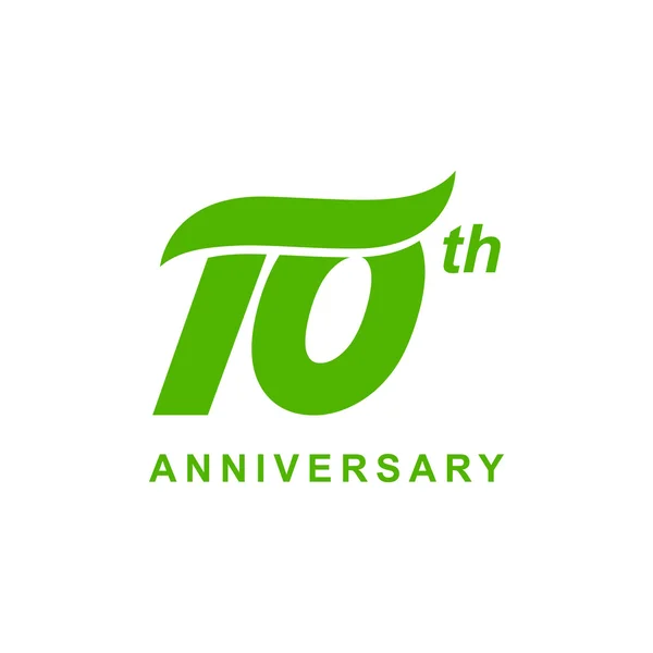 Logo vague 10e anniversaire vert — Image vectorielle