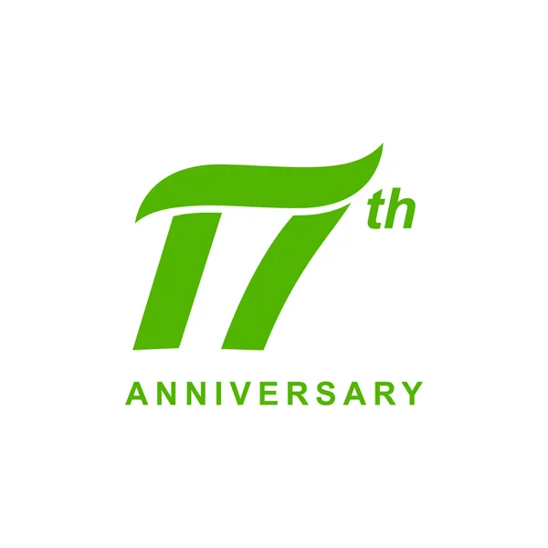 17 rocznica fala logo zielony — Wektor stockowy