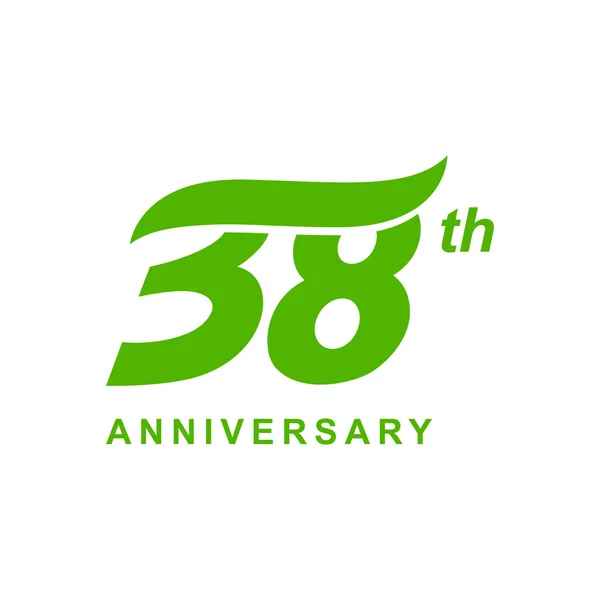38. Jahrestag Welle Logo grün — Stockvektor