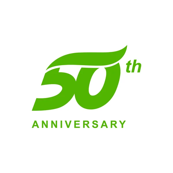 50th aniversário onda logotipo verde — Vetor de Stock