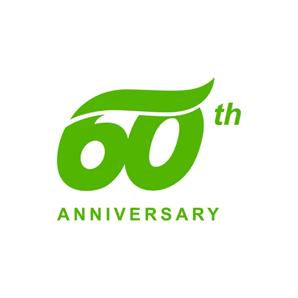 60th aniversário onda logotipo verde —  Vetores de Stock