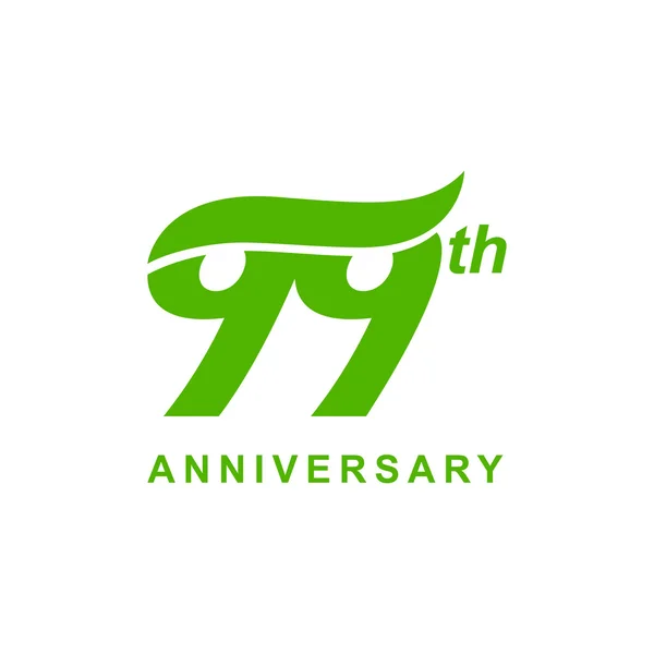 99th jubilæum bølge logo grøn – Stock-vektor