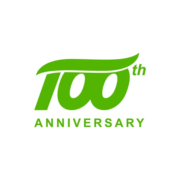 100. Jahrestag Welle Logo grün — Stockvektor