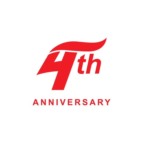 4º aniversario ola logo rojo — Archivo Imágenes Vectoriales