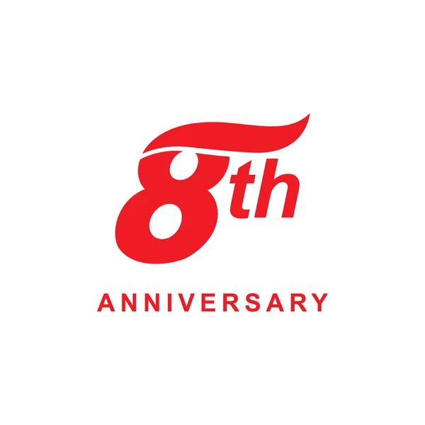 8º aniversario ola logo rojo — Archivo Imágenes Vectoriales