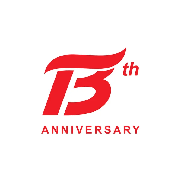 13e verjaardag Golf logo rood — Stockvector