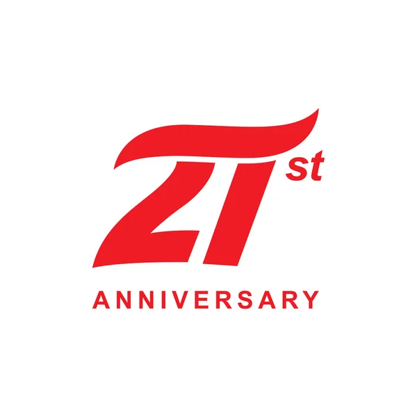 21 rocznica logo wave czerwony — Wektor stockowy