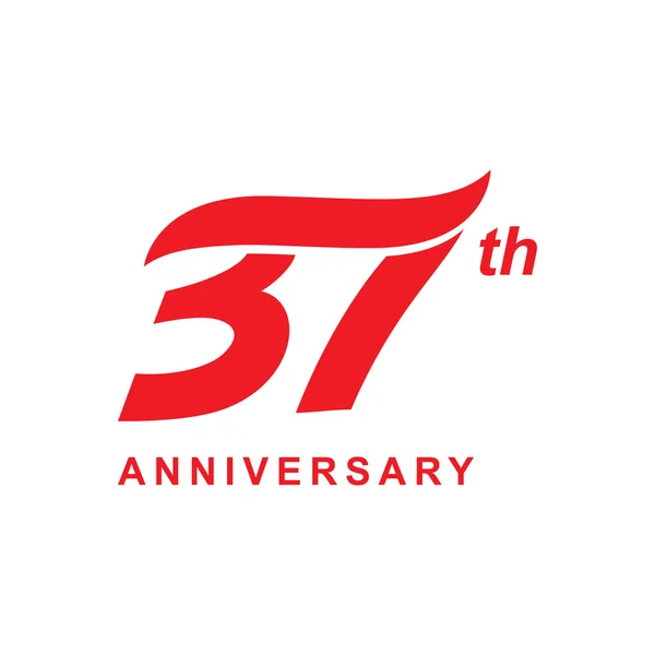 37º aniversario ola logo rojo — Archivo Imágenes Vectoriales