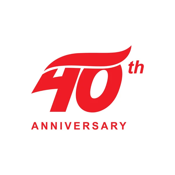 Logo vague 40e anniversaire rouge — Image vectorielle