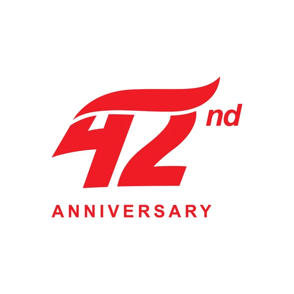 42-logo wave rocznica czerwony — Wektor stockowy