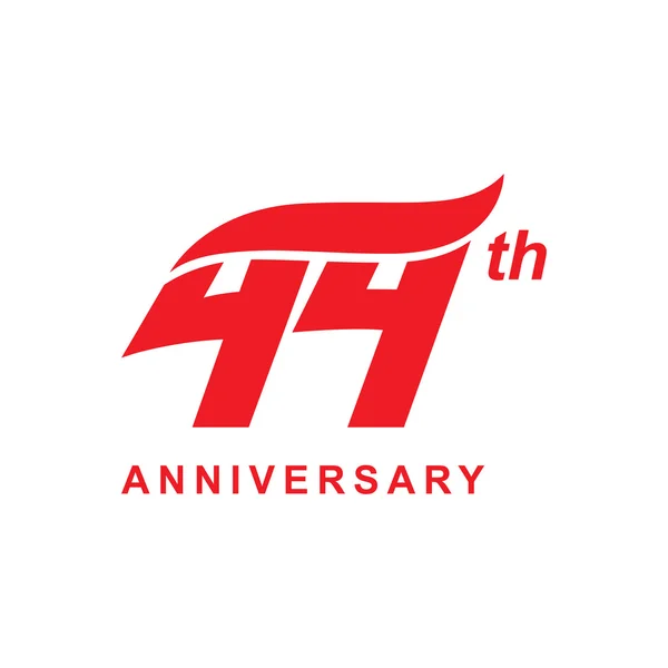 44th logo wave rocznica czerwony — Wektor stockowy