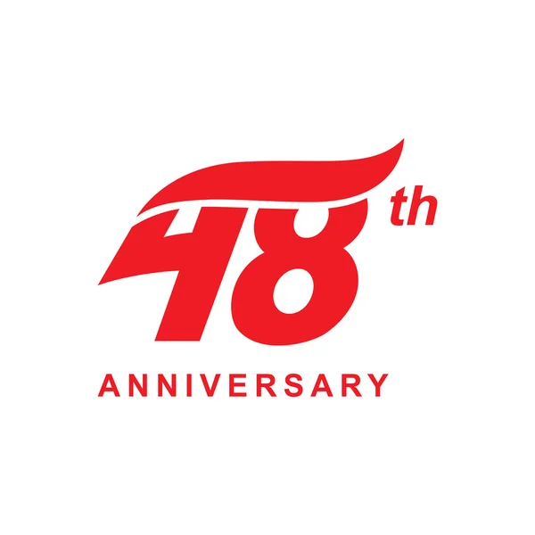 48-річний логотип хвилі червоний — стоковий вектор