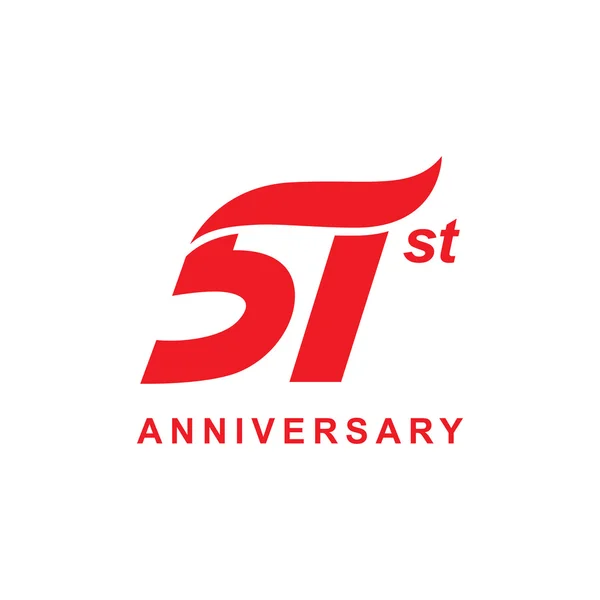 51. rocznica logo wave czerwony — Wektor stockowy