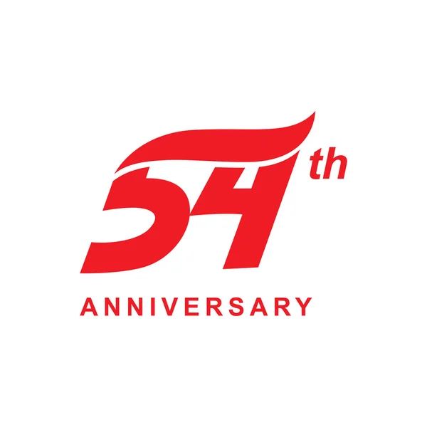 54e anniversaire vague logo rouge — Image vectorielle