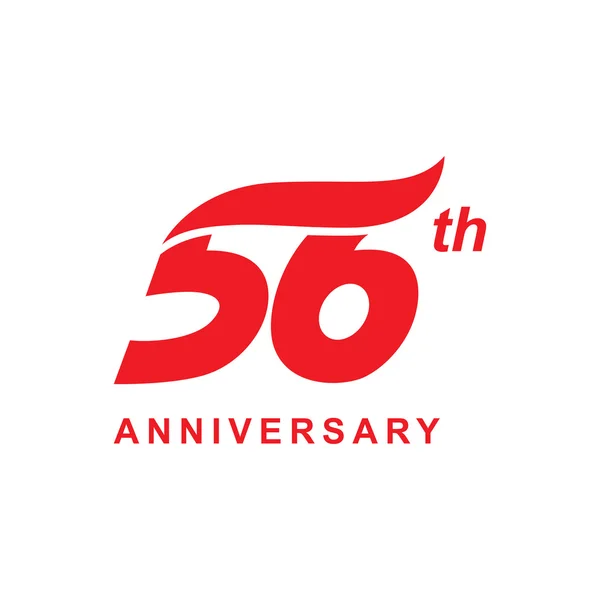 56 aniversario ola logo rojo — Vector de stock