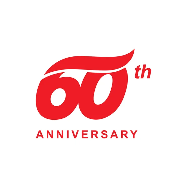 Logo vague 60e anniversaire rouge — Image vectorielle