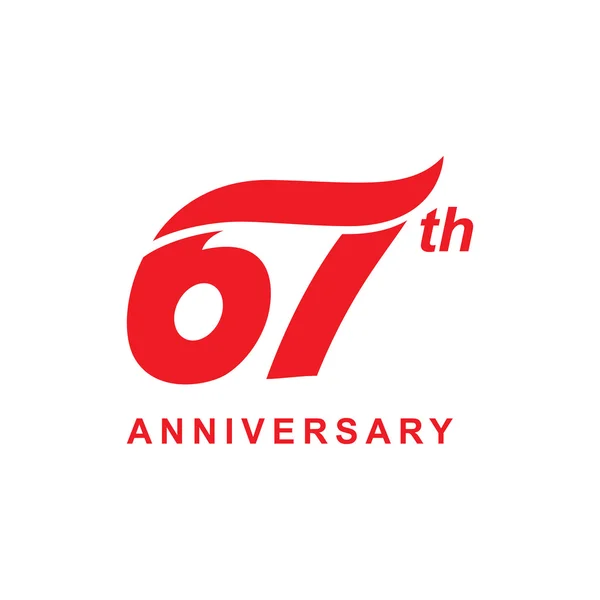 Logo vague 67e anniversaire rouge — Image vectorielle