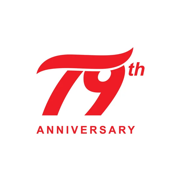 79th anniversary wave logo rojo — Archivo Imágenes Vectoriales