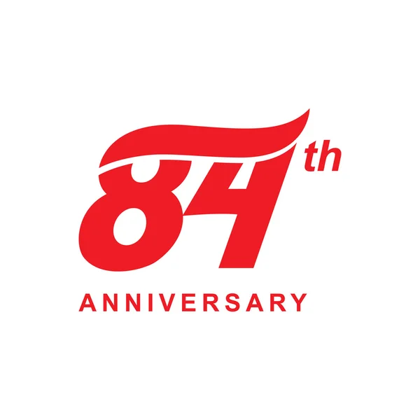 84-річний логотип хвилі червоний — стоковий вектор
