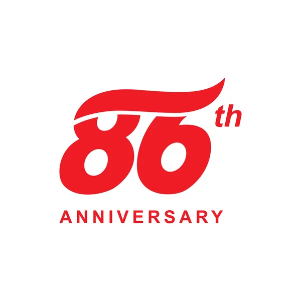 86 aniversario ola logo rojo — Archivo Imágenes Vectoriales