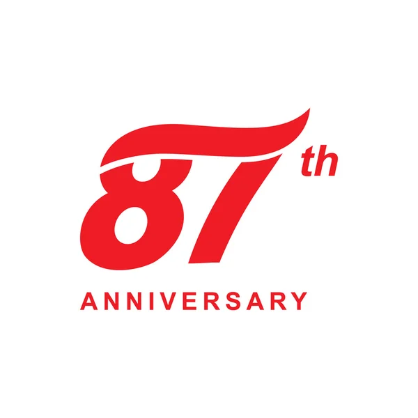 87º aniversario ola logo rojo — Archivo Imágenes Vectoriales