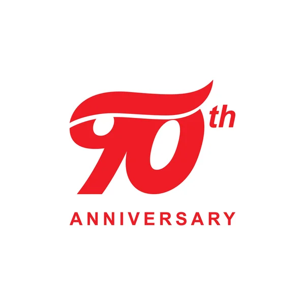 Logo vague 90e anniversaire rouge — Image vectorielle