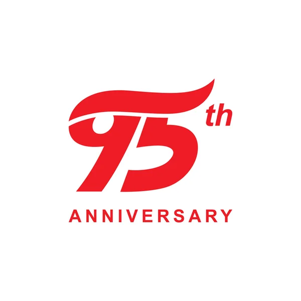 95e anniversaire vague logo rouge — Image vectorielle