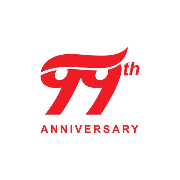 Logo ola 99º aniversario rojo — Archivo Imágenes Vectoriales