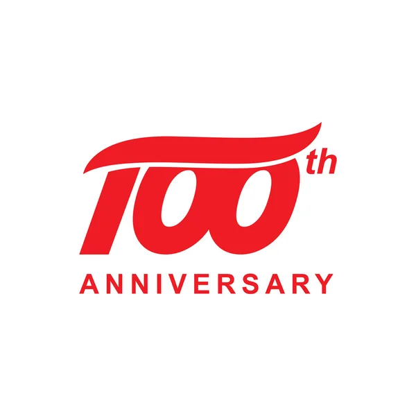 100. Jahrestag Welle Logo rot — Stockvektor