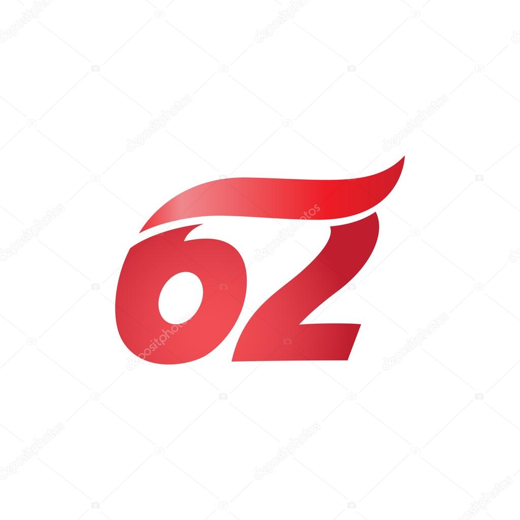 number-62-swoosh-wave-design-template-logo-red-stock-vector