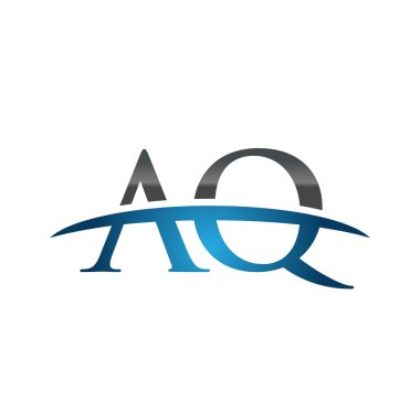 İlk harf Aq mavi swoosh logosu