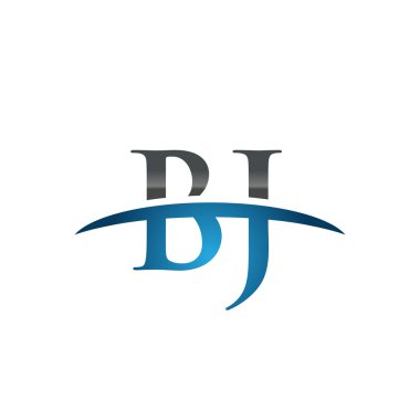 İlk harf Bj mavi swoosh logo logo swoosh