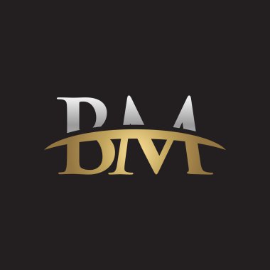 İlk harf Gümüş altın swoosh Bm logosu logo siyah arka plan swoosh