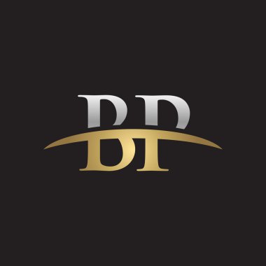 İlk harf Gümüş altın swoosh Bp logosu logo siyah arka plan swoosh