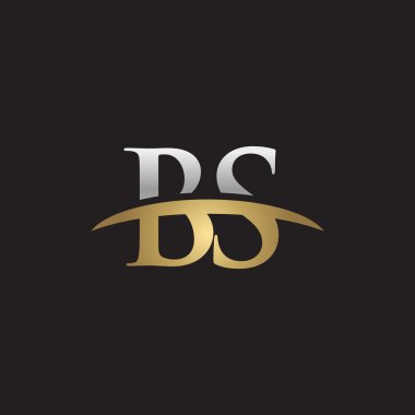 İlk harf Gümüş altın swoosh Bs logo logo siyah arka plan swoosh