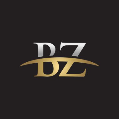 İlk harf Gümüş altın swoosh Bz logo logo siyah arka plan swoosh