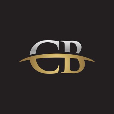 İlk harf Gümüş altın swoosh Cb logo logo siyah arka plan swoosh