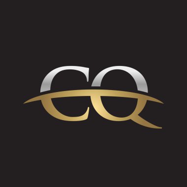 İlk harf Gümüş altın swoosh Cq logo logo siyah arka plan swoosh